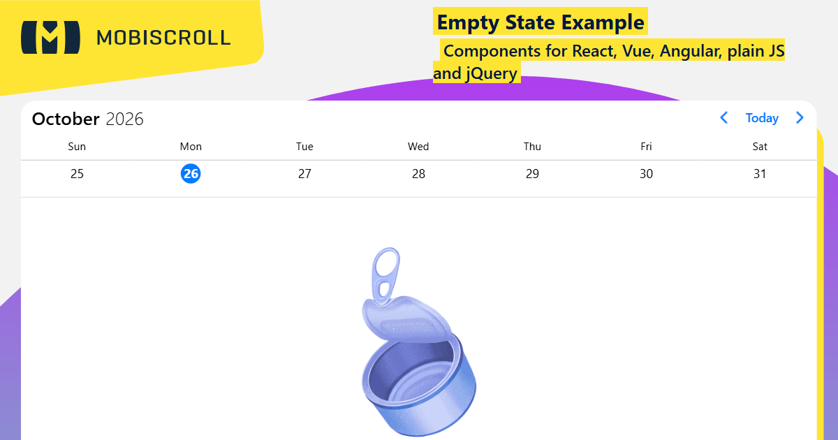 Angular Agenda Empty State Customization Example | Mobiscroll