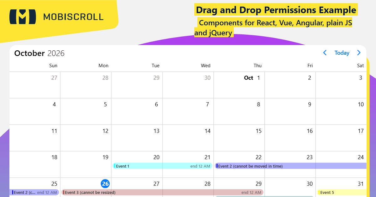 React Event calendar Conditional Drag and Drop Permissions Example ...