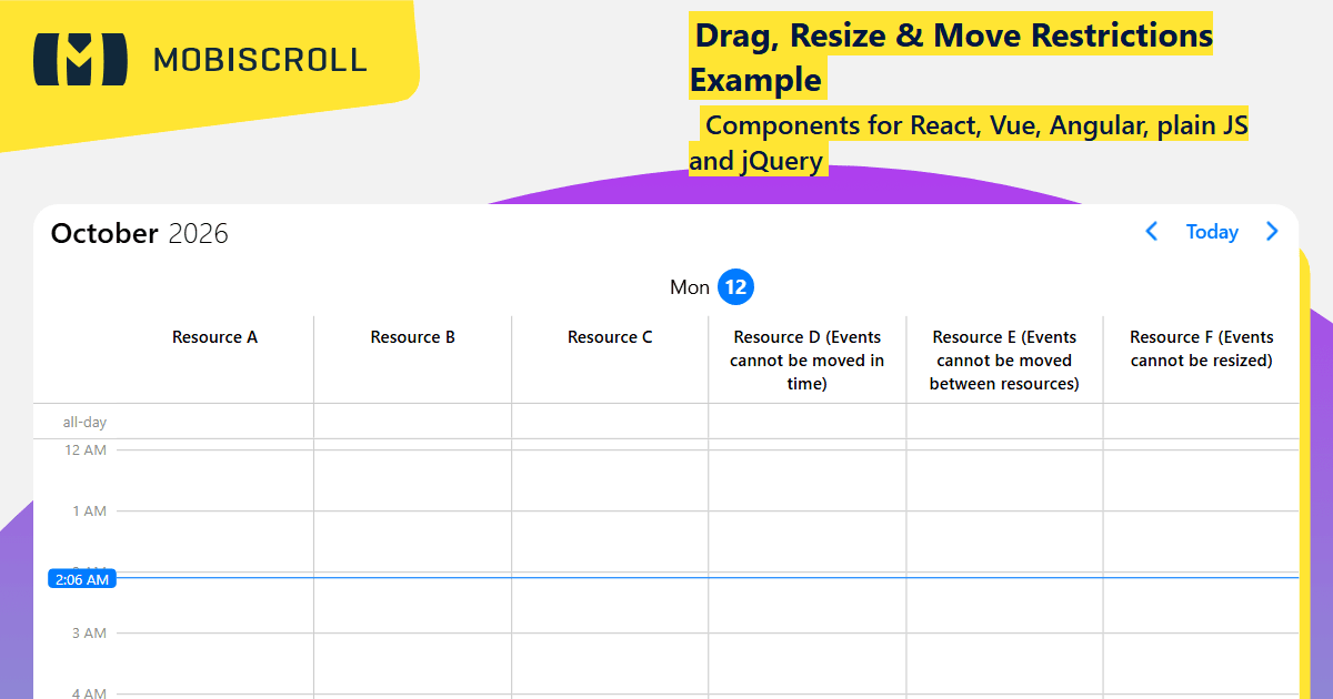 React Scheduler Conditional Drag, Move & Resize Control Example ...