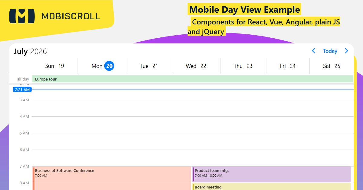 JavaScript Scheduler Component for Resource & Appointment Scheduling
