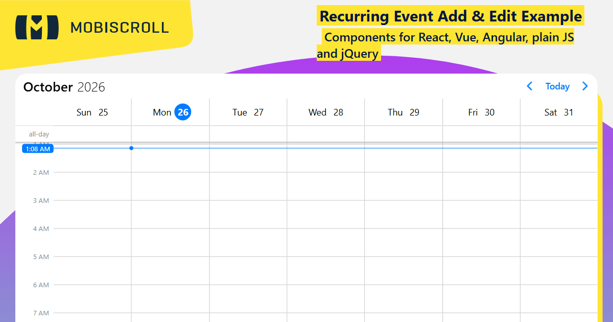 React Scheduler Recurring Event Editor Example | Mobiscroll