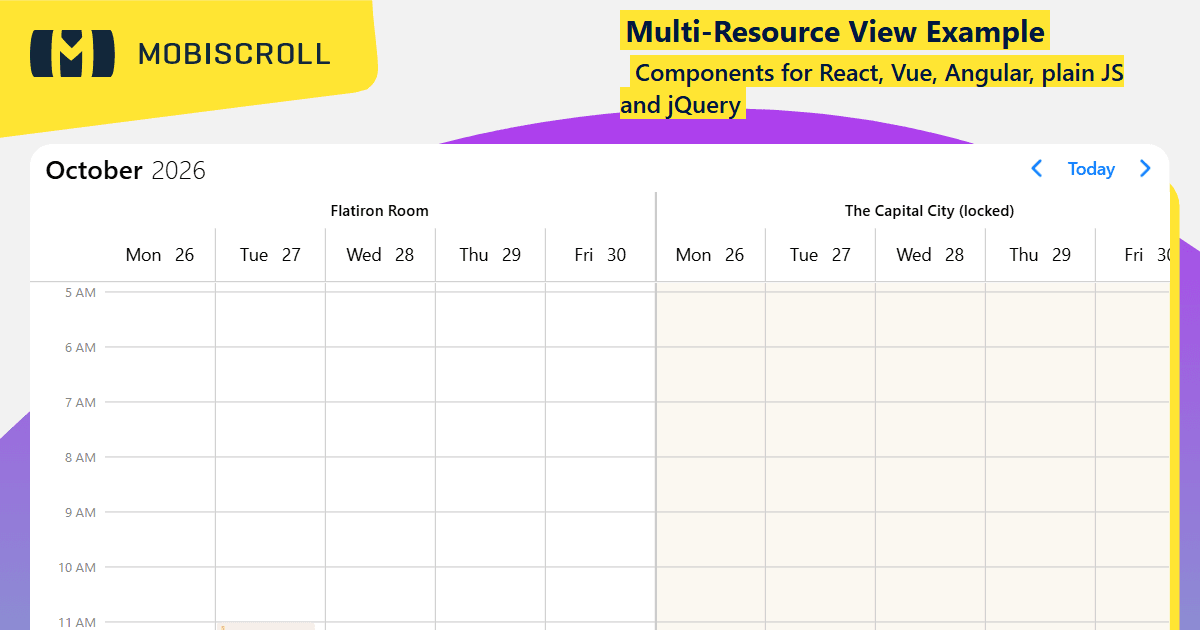 Scheduler Resource View Example | Mobiscroll
