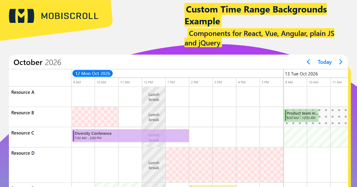 Angular Timeline CSS class for colors and invalids Example | Mobiscroll