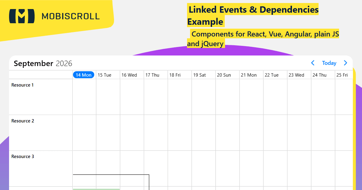 Jquery Calendar Timeline JQuery Timeline Linked Events & Dependencies Example | Mobiscroll