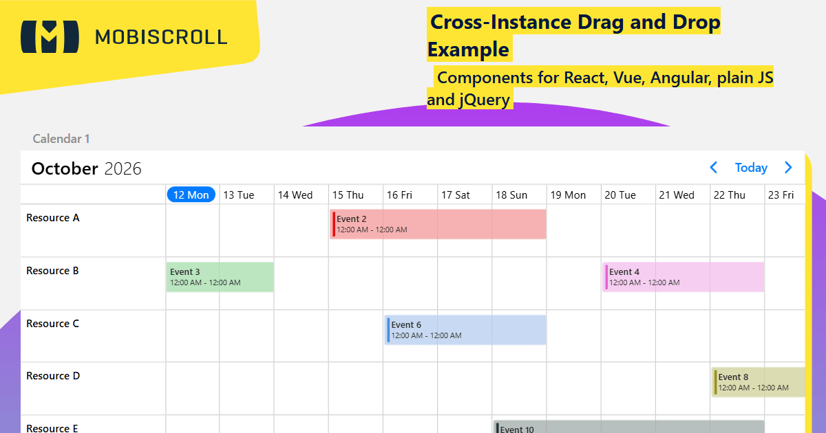 Timeline Drag and Drop Between Timelines Example | Mobiscroll