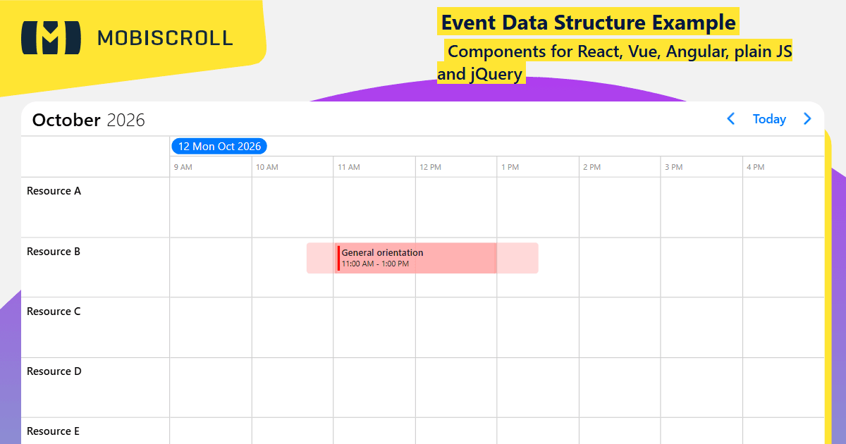 JQuery Timeline Event Data Structure Example | Mobiscroll