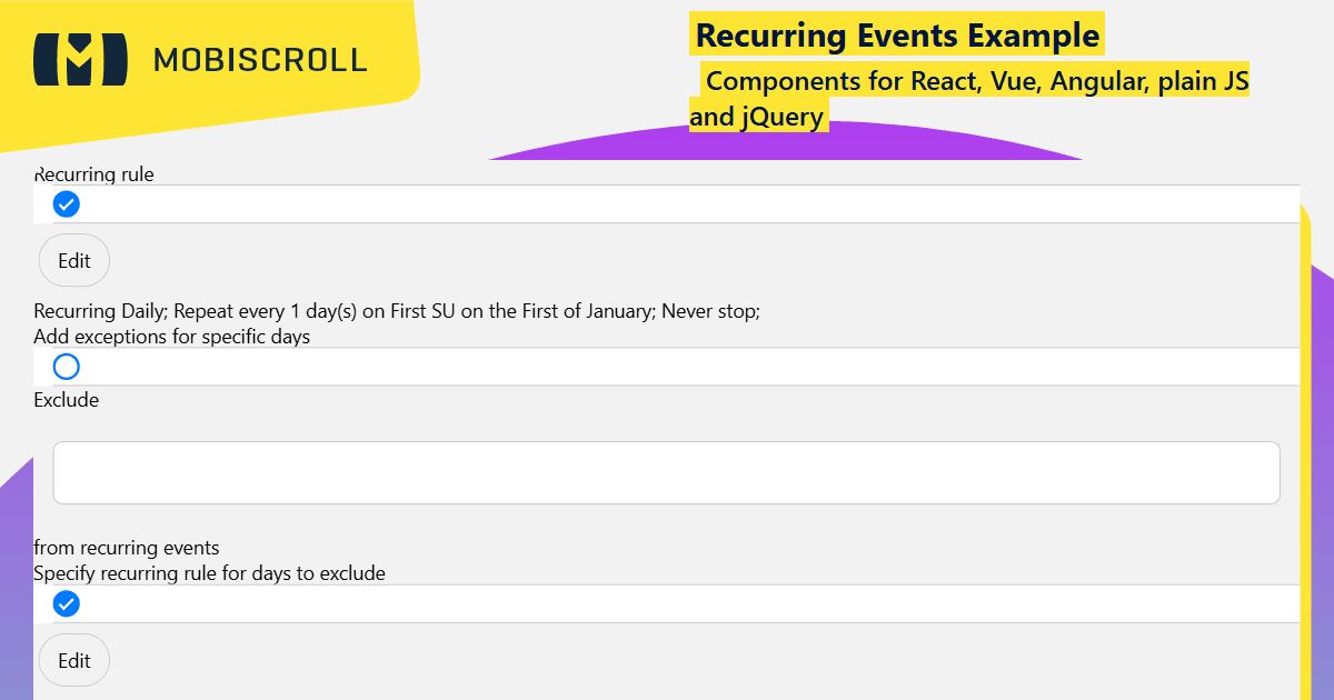 Javascript Timeline Recurring Events Example | Mobiscroll