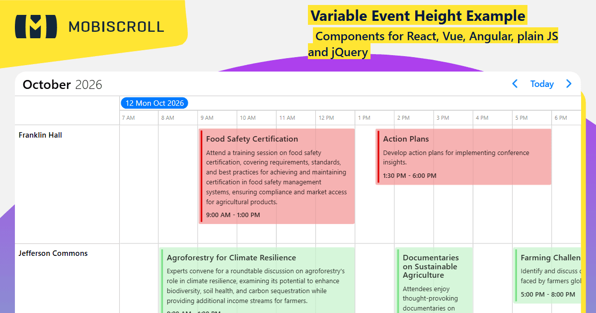 Timeline Variable Event Height Example | Mobiscroll