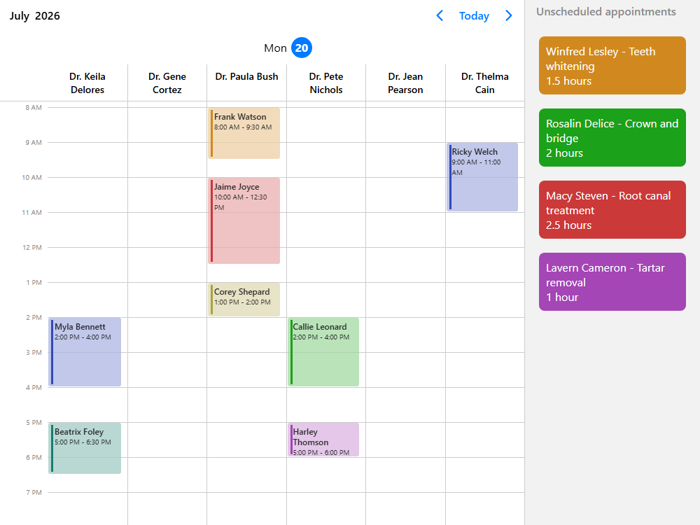 Doctors' appointment booking