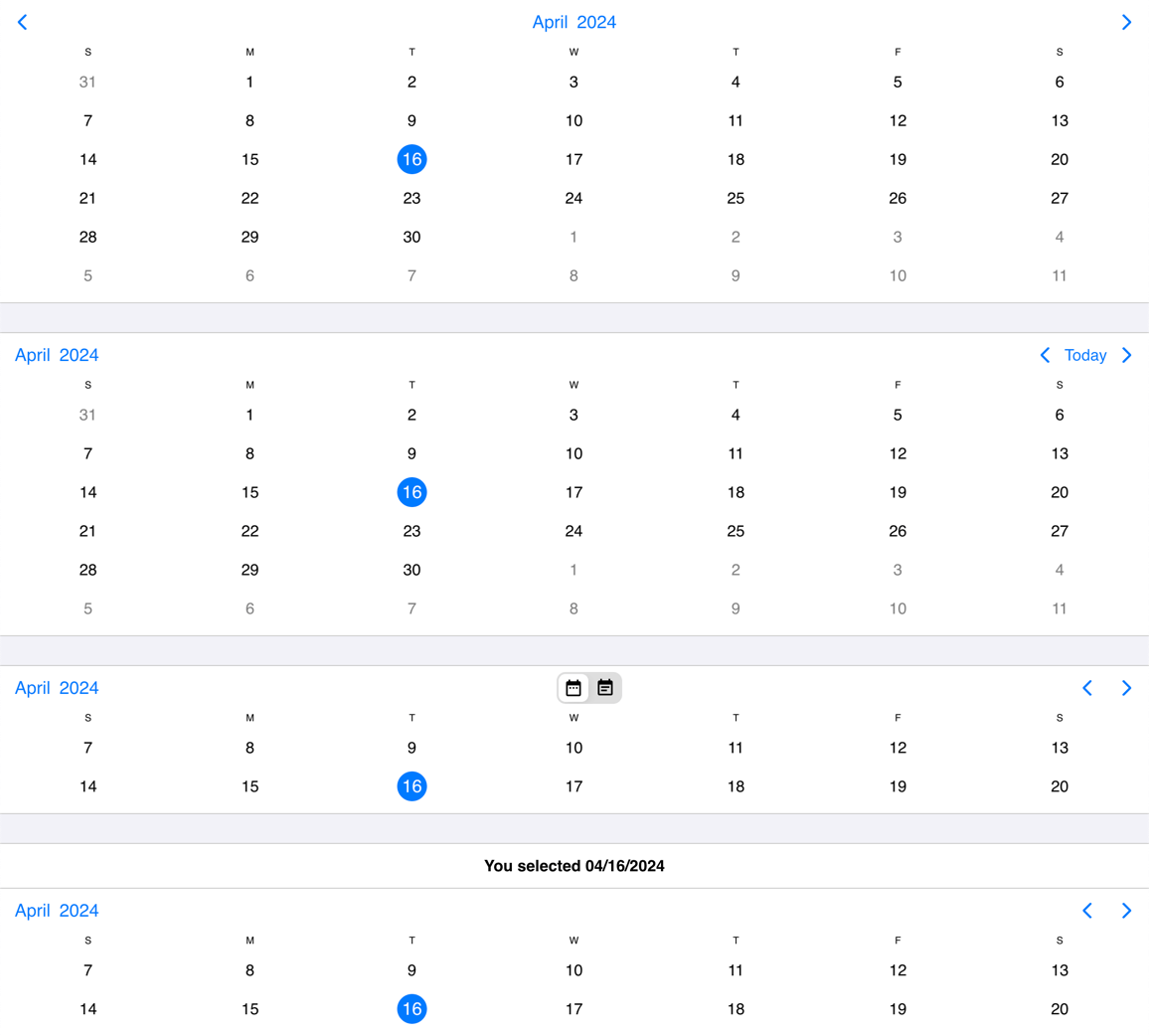 Calendar header template
