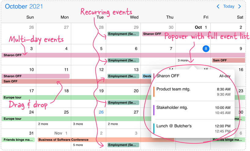 Event Calendar overview