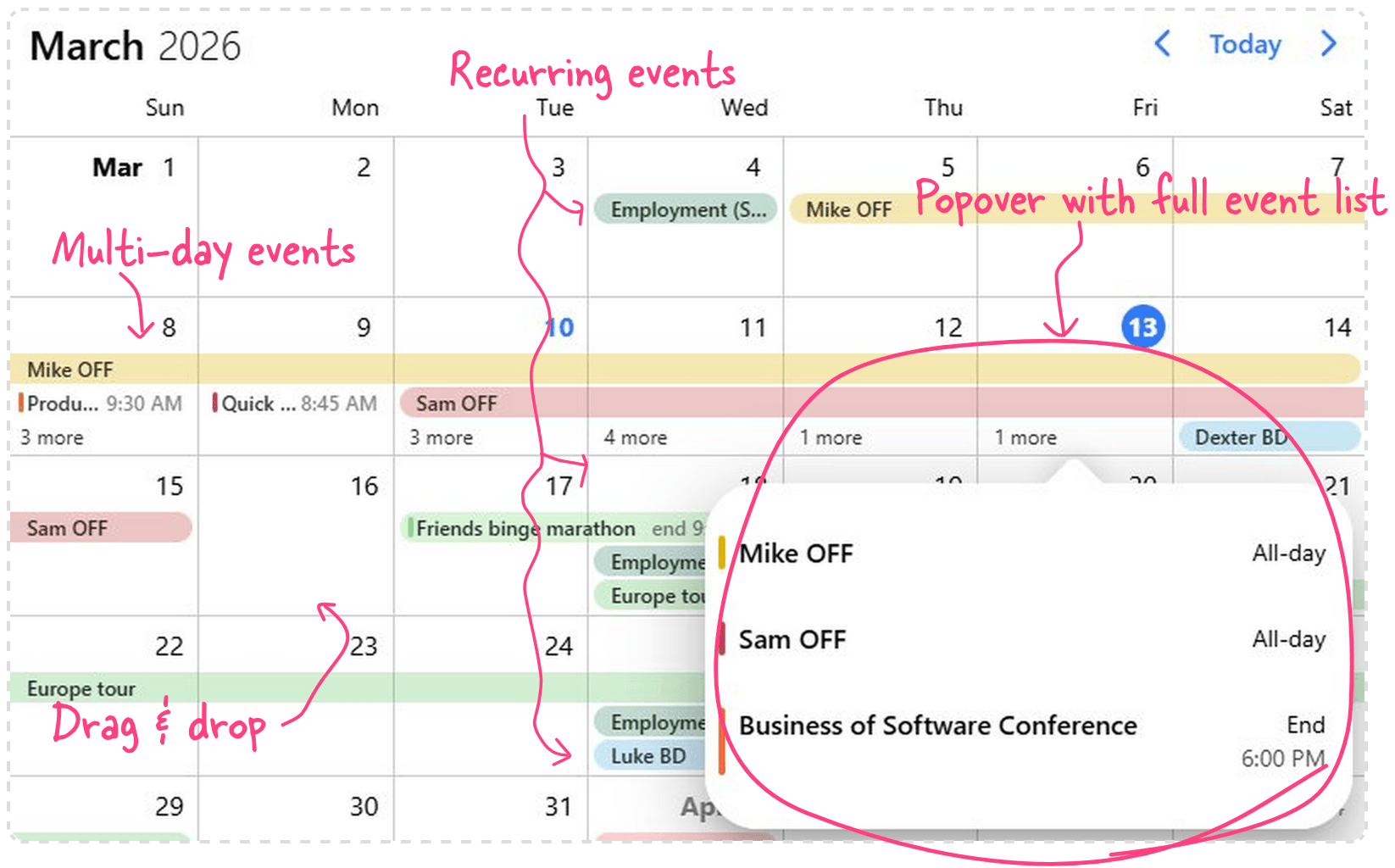 Event Calendar overview