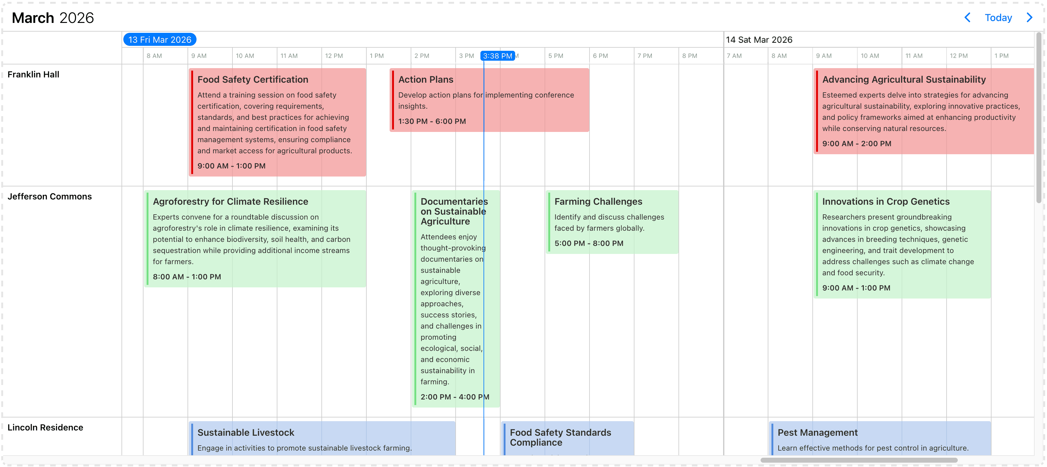 Timeline variable event heights